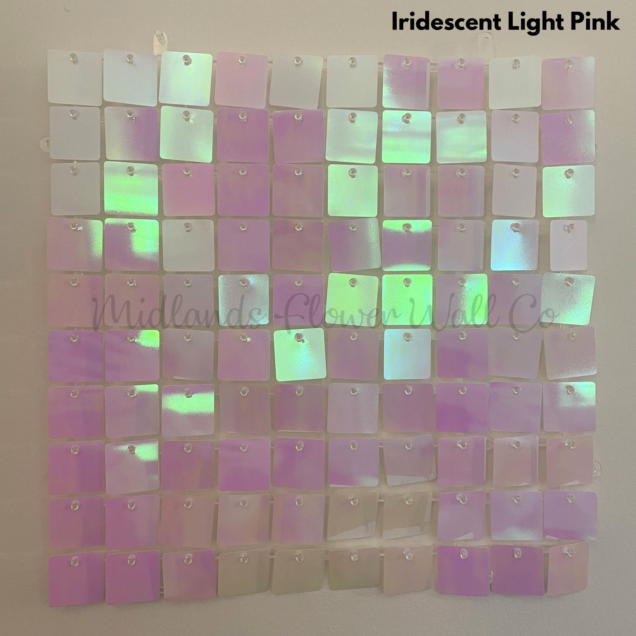 iridescent light pink sequin wall panel