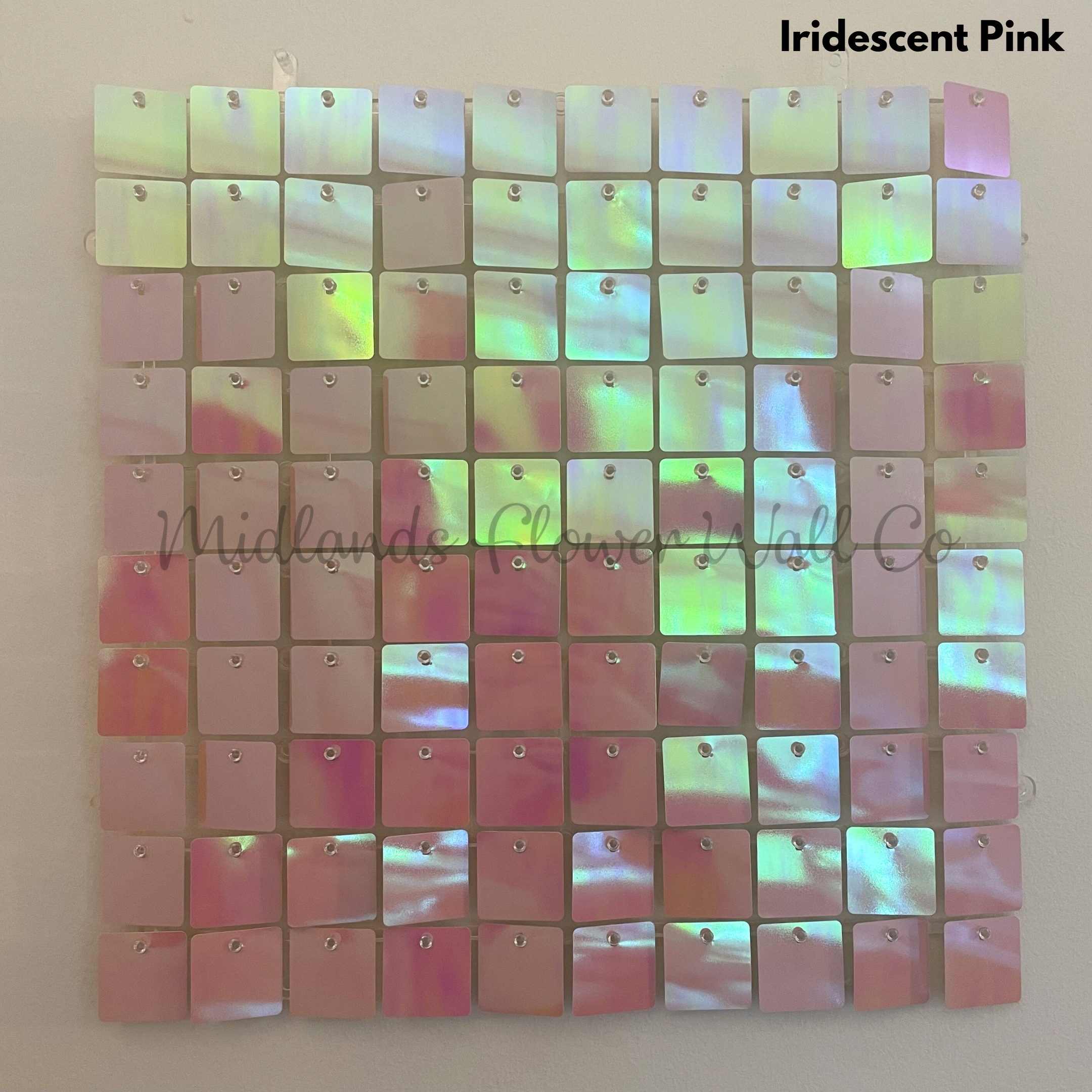 iridescent pink sequin wall panel
