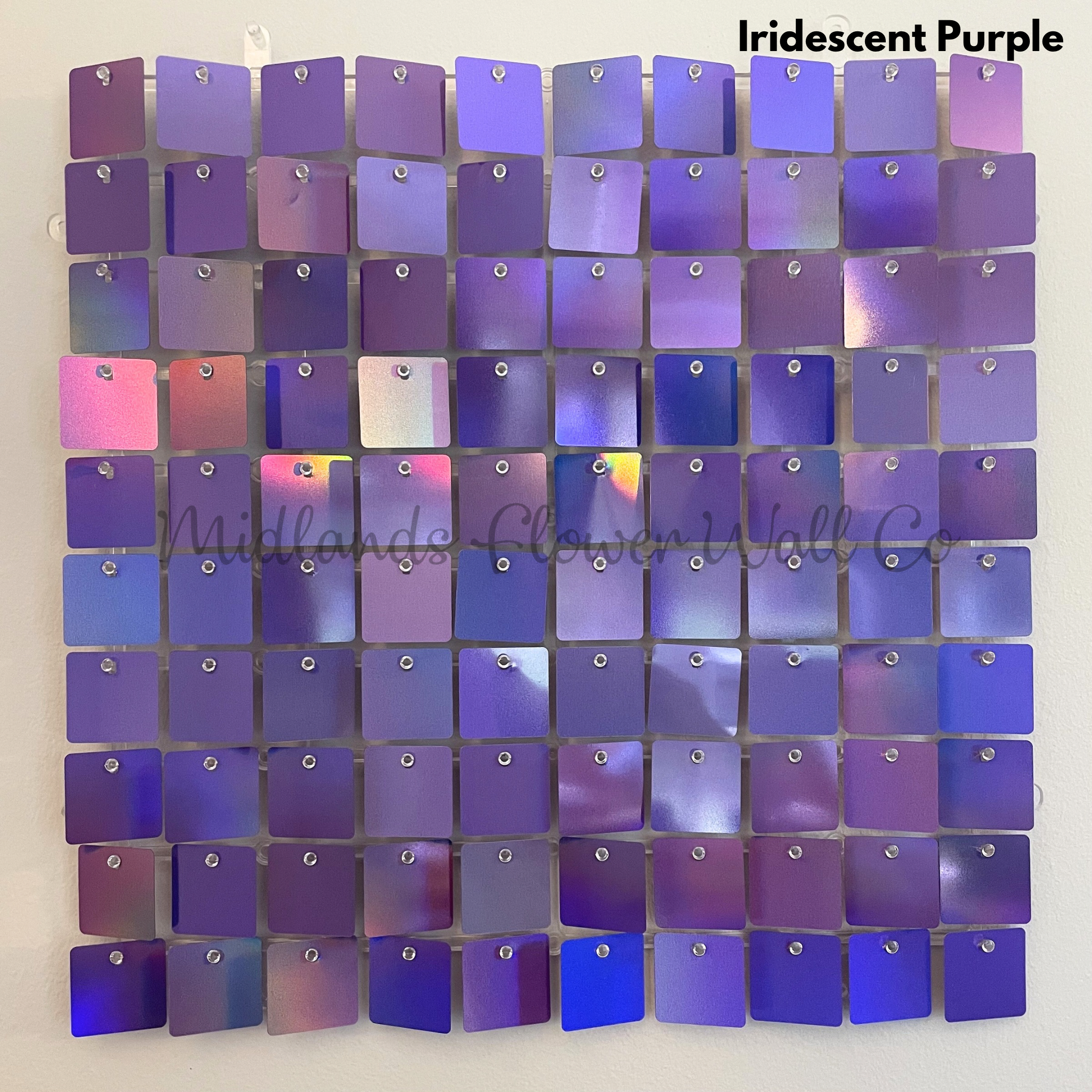 iridescent purple sequin wall panel