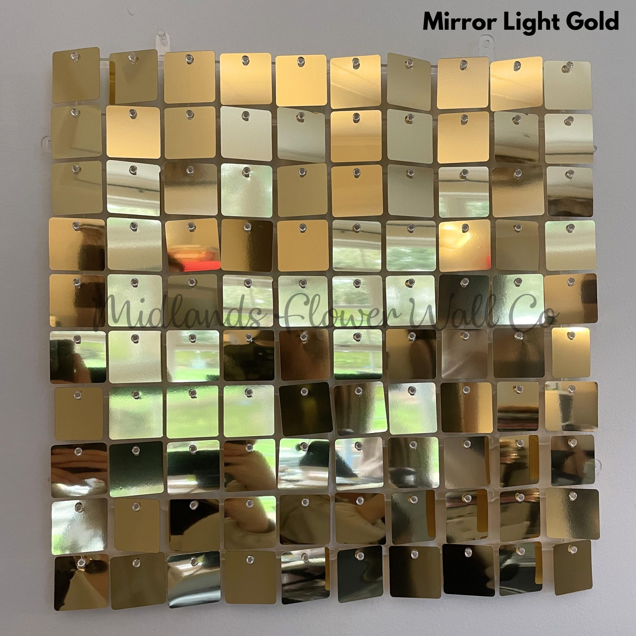 mirror light gold sequin wall panel