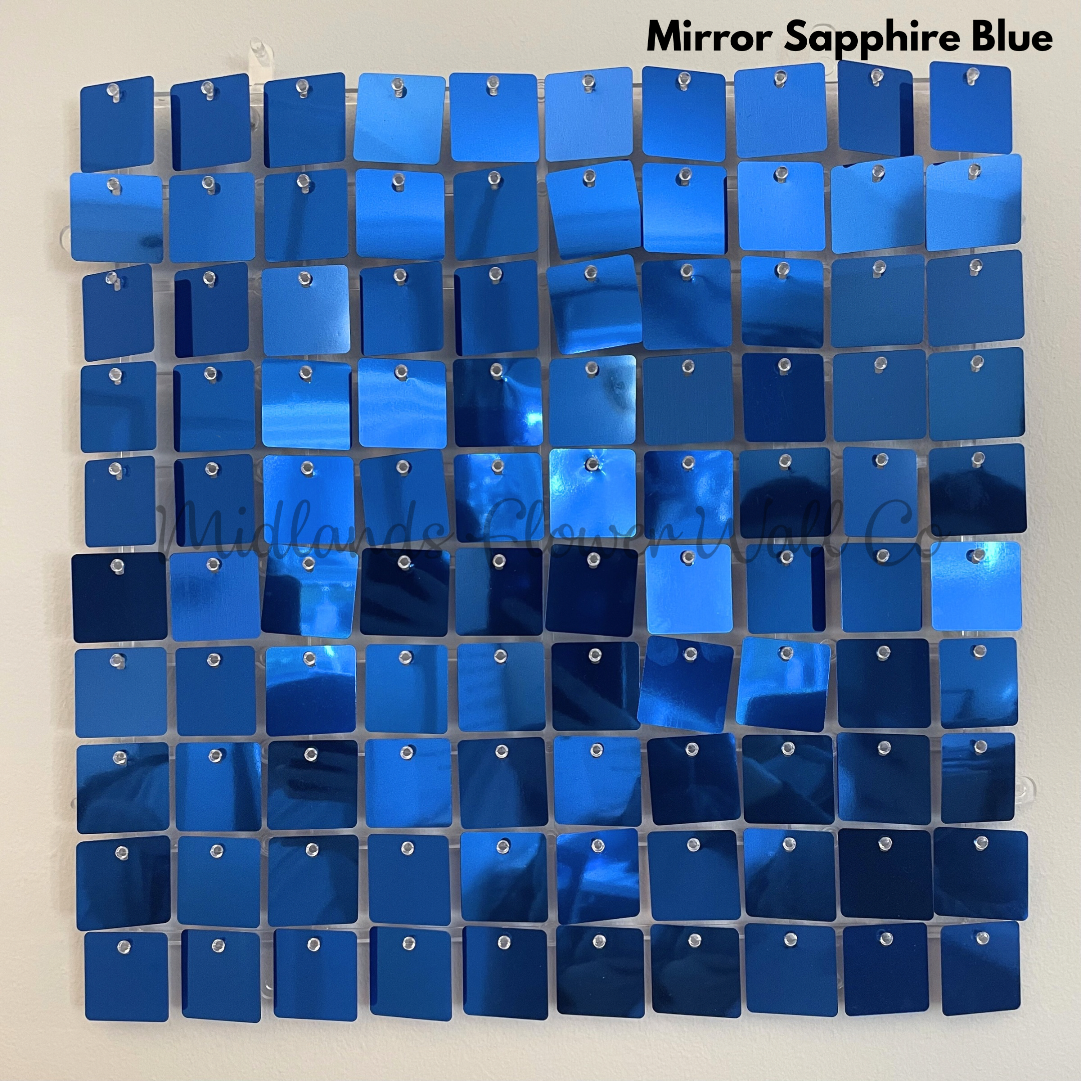 mirror sapphire blue sequin wall panel