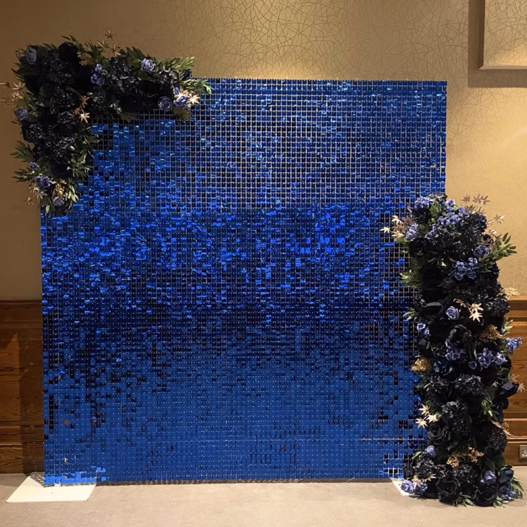 blue sequin wall