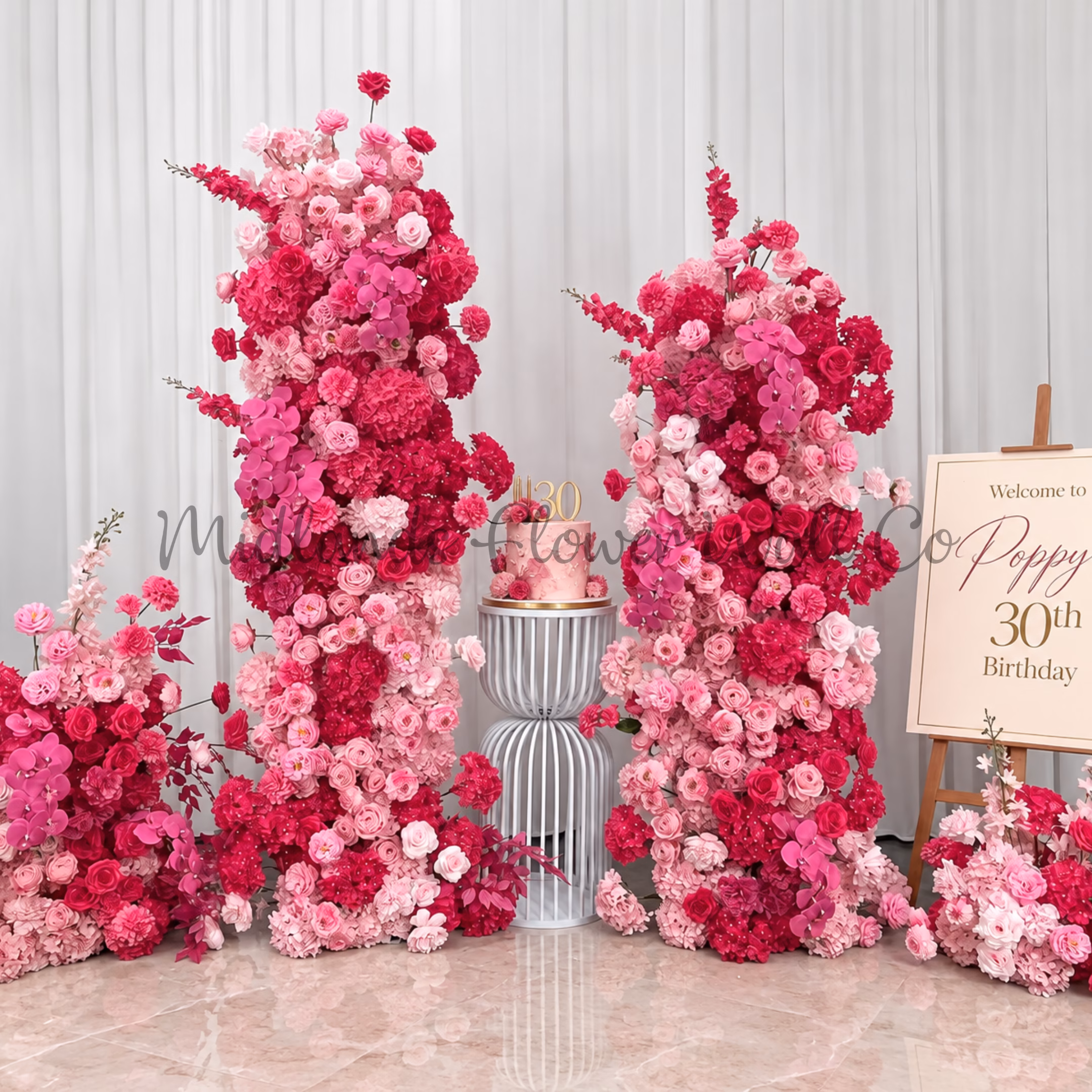 pink flower pillars